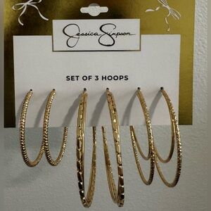Jessica Simpson Gold Textured Hoop Earrings set of 3